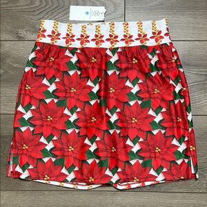 Skort Obsession 16” High Rise‎ Poinsettia Holiday Tennis Golf Skirt Skort Small
